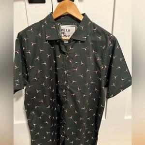 Peau de Loup short sleeve button down pheasant size 12